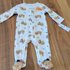 Nwt Carter's Baby Turkey Footed Pajama. Size 6 Months Baby Turkey, Month Colors, Carters Baby, Kids Pajamas, Orange White, Color Orange, 6 Months, Kids Shop