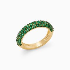 Essential Emerald Bubble Ring in 18kt yellow gold studded with emeralds Green Cluster Luxury Ring, Green Emerald Diamond Ring With Pave Setting, Luxury Green Half Eternity Ring, Green Emerald Ring With Pave Setting, Modern Green Emerald Diamond Ring, Green Emerald Ring With Pave Setting For May Birthstone, May Birthstone Emerald Ring With Pave Setting, Elegant Green Emerald Ring With Pave Setting, Green Emerald Cluster Ring With Brilliant Cut