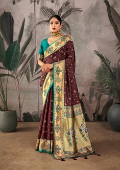 --------------------------------- S A R E E ● D E T A I L S --------------------------------- Ethnic Motifs Zari Women Pure Silk Paithani Saree, Paithani saree collection, Wedding saree, Indian saree in USA ● Fabric : Pure Silk ● Work : Paithani Zari Woven ● Tassel : Available ● Petticoat : On request Extra Charges ● Ready to wear Saree : On Request Extra Charges ● Blouse : Matching Unstitched Piece (See in option) ● Occasion : Wedding, Party, Festive, Function, Tradition ● Type: Paithani Saree ● Includes : 1 Saree, 1 Blouse Piece ● Saree length : 5.5 meter ● Blouse piece : 0.8 meter ● Wash Instruction:- Machine Wash Premium quality Product with Fine Finishing 🎁 Gift for Women This lovely weaving Ethnic Motifs Zari Women Pure Silk Paithani saree makes for a fantastic gift for your special Semi-stitched Paithani Silk Saree For Wedding, Paithani Silk Saree With Cutdana For Puja, Paithani Silk Saree With Meenakari, Traditional Saree With Pallu For Puja, Paithani Silk Saree For Wedding With Self Design, Paithani Silk Saree For Wedding, Paithani Silk Saree For Puja And Navratri, Diwali Paithani Silk Saree With Zari Work, Wedding Paithani Silk Saree With Self Design