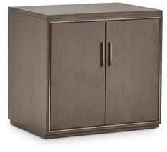 a brown cabinet with two doors on it