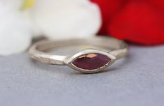 Gold Ruby Ring Gold Ring Women Boho Engagement Ring Solid | Etsy A unique vintage-style African Ruby marquize ring in 14k yellow, white and rose gold, or and 18k yellow or white gold or 22k gold.  This unusual ring has a pink-purple Ruby in a marquise cut, set in a marquise designed bezel setting. The magnificent opaque African Ruby together with the distinct handmade texture gives this eye-catching ring a rustic and antique-style look. #oritsosner Yellow Gold Gemstone Rings, Engagement Ring Ruby, Handmade Texture, Boho Wedding Ring