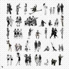 Cutout Daily Black & White 2 PNG - Toffu Co People Sitting Png, Photoshop Rendering, Plans Architecture, Silhouette People