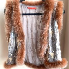 Fox Fur Trim Vest Alice + Olivia Luxury Sequins, Embroidery & Fur Vest - Sz S Barbie Style High Fashion Designer Vest 100% Authentic Alice + Olivia Fox Fur Trim Alice + Olivia Fur Trimmed Fancy Vest W Sequins & Embroidered Vest Gorgeous Fancy Vest With Luxurious Fox Fur Trim & Exotic Material. This Vest Is Artistically Tailored And Meticulously Embellished With Sequins, Beads And Embroidery Of Fine Quality Work As Expected Of Alice + Olivia Luxury Wear. Gorgeous Vest Will Add Glamor To Your Outf Luxury Fall Vest With Faux Fur Trim, Luxury Faux Fur Vest For Fall, Fancy Vest, Fitted Winter Vest With Faux Fur Trim, Wrap Vest, Fur Trim Vest, Fur Accessories Vest, Embroidered Vest, Fur Wrap