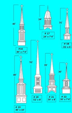 a blueprint shows the sizes and measurements of different spires