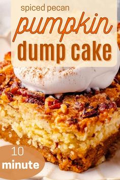 An easy spiced pumpkin dump cake recipe using cake mix and homemade pumpkin pie filling! Crunchy, salty, sweet pecan topping! The perfect easy dessert for Fall or even Thanksgiving! Homemade Pumpkin Pie Filling, Easy Pumpkin Dump Cake Recipe, Fall Desserts Thanksgiving, Easy Pumpkin Dump Cake, Pumpkin Dump Cake Recipe, Pumpkin Dump, Easy Pumpkin Dessert, Recipes Using Cake Mix