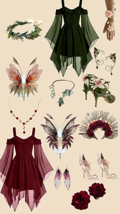 Costumes in red and green Dark Fairy Halloween Costumes, Nature Fairy Costume, Fairy Outfit Ideas, Fairy Attire, Fae Costume, Faerie Costume, Fairy Costumes, Fairy Halloween Costumes