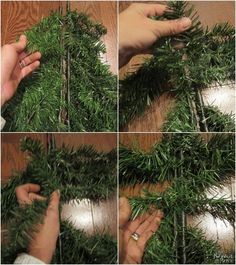 the process of making a christmas wreath