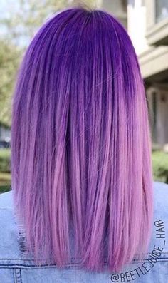 Dark To Light Purple Ombre Hair, Violet Ombre Hair, Bright Purple Hair, Purple Ombre Hair, Fantasy Hair, Bright Hair, Trendy Hair Color