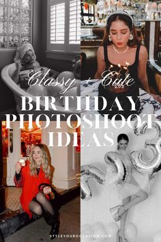 Looking for creative birthday photoshoot ideas? These 15+ ideas will make for fun and memorable photos for women celebrating a birthday, or can be easily be made kid-friendly too. They can be done at home, outside, solo, or with friends. The options are endless and you’ll achieve a great birthday photoshoot aesthetic. Photoshoot Ideas Classy, Classy Birthday Photoshoot, Bday Photoshoot Ideas, Classy Birthday Photoshoot Ideas, Birthday Photoshoot Aesthetic, Birthday Themes For Adults, Classy Birthday, Budget Birthday, Birthday Photoshoot Ideas