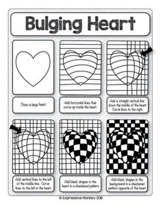 the worksheet for valentine's day is shown in black and white, with hearts