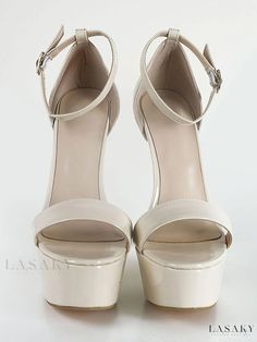 Lasaky - Womens Elegant Platform Sandals with Open Toe, Sky High Heel, and Ankle Strap - Stylish and Chic High Heel Sandal Shoes White Stiletto Heels, Heel Sandals For Women, White Stilettos, Chic High Heels, Nude High Heels, Elegant High Heels, Open Toe High Heels, High Design, Sandal Shoes