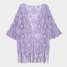 Size : 31.1" X 20" Material : 100% Cotton Fringe Crochet, Lavender Flower, Lavender Flowers, Crochet Cardigan, Lowest Price, Lavender, On Sale, Crochet