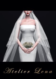 a woman in a white wedding dress and veil