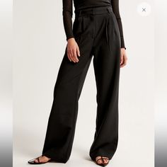 So Flattering!! Ultra High Rise. Can Dress Up Or Down Fall Full-length Workwear Pantsuit, Fall Full Length Workwear Pantsuit, Business Casual Full-length Fall Pantsuit, Full Length Business Casual Pantsuit For Fall, Black Full-length Pantsuit For Fall, Chic Full-length Pantsuit For Fall, Chic Full Length Pantsuit For Fall, Black Wide-leg Pantsuit For Fall, Abercrombie And Fitch Trousers