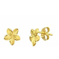 Adorn yourself and your loved ones with these satin and diamond plumeria stud earrings. These stylish earrings will complement every jewelry collection. The sparkling diamond-cut plumeria flowers will make a classic addition to any outfit, day or night. These earrings make the perfect gift for every special occasion. Size: One Size.  Color: Gold.  Gender: female.  Age Group: adult. Plumeria Flowers, Stylish Earrings, Gold Satin, Stylish Earring, Dec 7, Dec 12, Sparkle Diamonds, Womens Watches, Women's Earrings