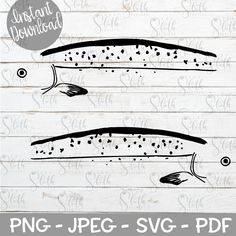 two fishing lures on white wood background with the words, instant file for svg and