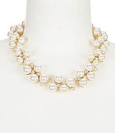 Anne Klein Pearl Collar Necklace #Dillards Wedding Jewelry For Bride, Pearl Collar, Statement Collar Necklace, Pearl Accessories, Silver Necklaces Women, Pearl Jewelry Wedding, Gold Statement Necklace, Gold Necklace Women, Bride Jewellery