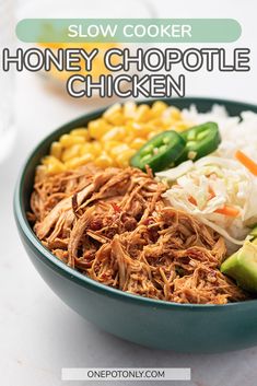 slow cooker honey chipotle chicken in a bowl