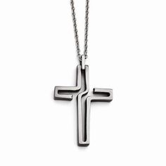 Stainless Steel Brushed Antiqued Cross Necklace Christian Jewellery, Crystal Horn, Horn Pendant Necklace, Mens Cross Necklace, 20 Inch Necklace, Cross Necklaces, Silver Cross Necklace, Ring Making, Moon Pendant Necklace