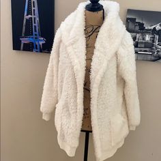 Fluffy And Cozy, Like You Are On Cloud Nine, Jacket. New W/Tag Cozy Fit White Outerwear For Fall, Comfy Warm Fall Outerwear, Comfy Long-sleeve Winter Outerwear, Winter White Cozy Outerwear For Winter, Comfy Cozy Fit White Outerwear, Cozy Winter White Outerwear, Comfy Warm Outerwear For Fall, Comfy Long Sleeve Winter Outerwear, Cozy Winter White Outerwear For Winter