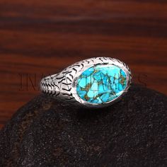 Solid 925 Sterling Silver Mens Ring, Copper Turquoise Mens Ring Handmade Ring, Designer Ring, Statement Ring, Gemstone Ring, Gift For Him Product Details Metal -- Solid 925 Sterling Silver  Gemstone -- Copper Turquoise Gemstone Color -- Blue  Gemstone Shape -- Oval  Gemstone Size -- 10x14 mm Gemstone Creation -- Natural  Ring Size -- All size available  Country/Region of Manufacture: India Made In: Jaipur Making: Jewelry Making Etc. For Wholesale orders or customized order requirements, please m Silver Mens Ring, Sterling Silver Mens Rings, Nature Ring, Copper Turquoise, Bleu Turquoise, Mens Silver Rings, Mens Ring, Sterling Silver Mens, Ring Gemstone