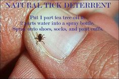 a tick bite on someone's finger with the caption natural tick deterant