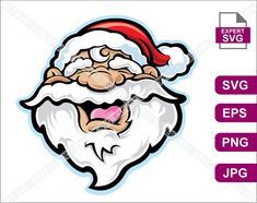 santa claus face with red hat and beard svg cut file for cricut