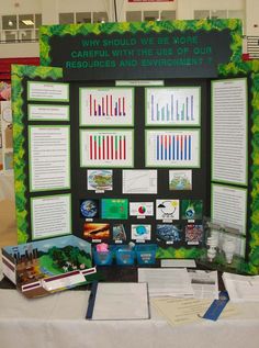 a table topped with papers and posters on it's sides next to a poster board