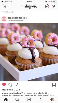 an instagram page with cupcakes and sprinkles on them, including pink icing