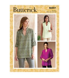 a woman's blouse, top and pants sewing pattern from butterick