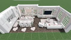 Berry Avenue House Layouts, Bloxburg House Backyard, Bloxburg Family Living Room, Bloxburg Living Room Ideas Small Easy, Bloxburg Extra Space Ideas, Cute Bloxburg Living Room Ideas, Blocksburg Living Room Ideas, Spring Bloxburg House, Bloxburg House Layouts 1 Story Blueprint