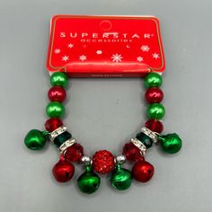 Superstar Accessories Christmas Jingle Bell Stretch Beaded Bracelet New Great Gift Or Festive Addition To Any Outfit!!!! Christmas Jingles, Christmas Bracelet, Jingle Bell, Jingle Bells, Accessories Jewelry, Womens Jewelry Bracelets, Beaded Bracelet, Red Green, New Color