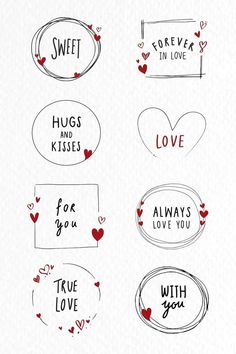 hand drawn valentine's day speech bubbles