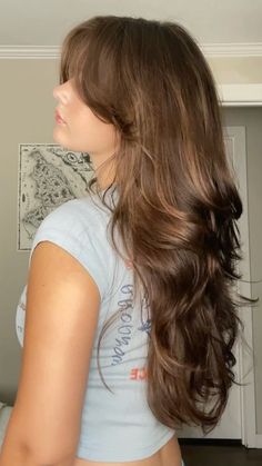 haircut inspo, hairstyle, overnight curls, overnight blowout, curtain bangs, hair layers, long hair #hair #hairstyles #haircut Haircut Long Hair With Curtain Bangs, Long Curtain Bangs Light Brown Hair, Voluminous Curtain Bangs With Layers, Layer Haircut For Long Hair With Curtain Bangs, Long Thick Hair With Layers And Bangs, Curtain Bangs Heavy Layers, Curtain Bangs Long Hair Back, Curtain Bangs And Layers Brown Hair, Curtain Bangs Crimped Hair