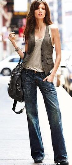 Waistcoat Woman Outfit, Outfit Casual, Outfits Casuales, Moda Fashion, Jeans Straight