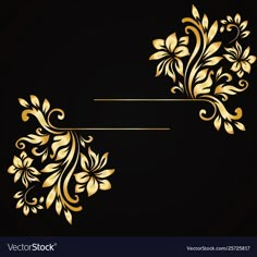 golden floral design on black background