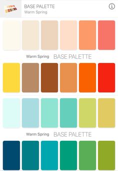 the color chart for different shades of pastel, warm and soft colors with text that reads