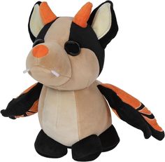 a brown and black stuffed animal with an orange nose