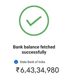 bank balance fetched successfully with state bank of india logo on the bottom right corner