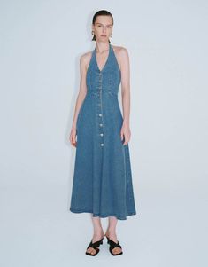 DENIM EDIT – URBAN REVIVO Summer Indigo Dresses With Buttons, Summer Indigo Denim Dress With Buttons, Spring Washed Sleeveless Denim Dress, Sleeveless Denim Washed Dresses, Indigo Sleeveless Denim Dress, Sleeveless Dark Wash Denim Dress, Sleeveless Dark Wash Washed Denim Dress, Sleeveless Washed Dark Wash Denim Dress, Blue Sleeveless Washed Dress