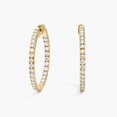 14k yellow gold frames a flawless row of diamonds on these radiant hoops that are dainty enough for daily wear. Timeless Glamour, Gold Frames, Diamond Hoop Earrings, Blue Nile, Brilliant Diamond, Gold Hoop, Gold Hoop Earrings, Gold Frame, Gold Diamond