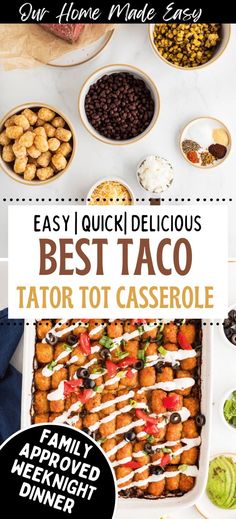 Get ready to wow your family and friends with this super easy and delicious Taco Tater Tot Casserole! Perfect for those busy weeknights, taco Tuesdays, or potlucks, you'll want to make this casserole again and again.