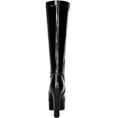 The round-toe design of this pair of boots is very suitable for both skirts and jeans. The thick high-heel design of this pair of boots is very stable, making it easy to walk! And the thick high heel can also make the body look more slender. Made from patent leather, these high boots are durable. The round-toe platform heel and waterproof platform add a stylish touch. Elongates your body proportions and matches any of your winter outfits. Knee High Boots Side Zip Chunky Heel Platform Patent Leat Black High Shaft Platform Boots, Formal High Heel Platform Boots With Zipper, Formal Black Platform Boots With Zipper Closure, Black High Shaft Boots With Reinforced Heel, Wide Calf Round Toe Platform Boots With Zipper, Wide Calf Platform Boots With Zipper And Round Toe, Platform Boots With Reinforced Heel And High Shaft, Formal Black Tall Platform Boots, Black Platform Boots With High Shaft