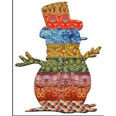 a snowman made out of different colors and patterns