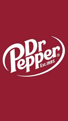 the dr pepper logo is shown on a dark red background, with white letters that spell out