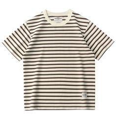 Striped T-shirt short-sleeved men summer American retro casual contrast brown black and white casual Y2k Jacket, Men Summer, Striped T Shirt, Men Tops, Mens Pants Casual, White Casual, Casual Jeans, Cotton Style, Shirt Men