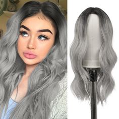 PRICES MAY VARY. [Gorgeous New Looking] The ombre grey wig is a fresh, fashion wig, the charming and distinctive waves with layers that frame your face perfectly. [Premium Synthetic Wigs] The long wig is made of high quality heat resistant synthetic fiber which is heat-friendly and requires much less maintenance than human hair. [Adjustable Velcro Straps] Soft straps adjust up to a 1/2 inch in either direction to achieve a more comfortable and secure fit. [Many Uses ＆ Occasion] This fashion silv Beige Blonde Balayage, Drag Wigs, Human Hair Wigs Blonde, Human Hair Clip Ins, Grey Wig, Pink Wig, Brown Wig, Wigs Online, Wig Making