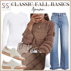 A chocolate brown sweater and jeans are a perfect classic fall outfit! #LTKover40 #LTKSeasonal #LTKHoliday Chocolate Brown Sweater, Sweater And Jeans, Fall Basics, Amazon Essentials, Outfit Inspiration Fall, Instagram Outfits, Fall Essentials, Sweaters And Jeans, Winter Clothes