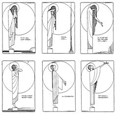 four different views of the crucifix, with instructions on how to use it