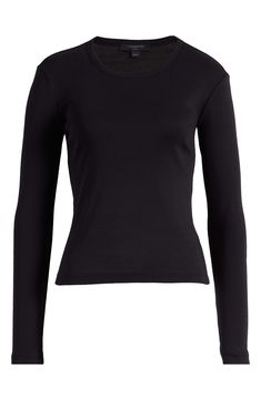 This long-sleeve tee cut from soft organic cotton is one you can wear solo or layered with other wardrobe favorites. 21" length (size Medium) Crewneck Long sleeves 100% organic cotton Machine wash, line dry Imported Black Long Sleeve Shirt Outfit, Black Long Sleeved Shirt, Erica Anderson, Long Sleeve Shirt Outfits, Long Sleeve Black Shirt, Black Long Sleeve Shirt, Black Long Sleeve Top, Black Fits, Black Long Sleeve